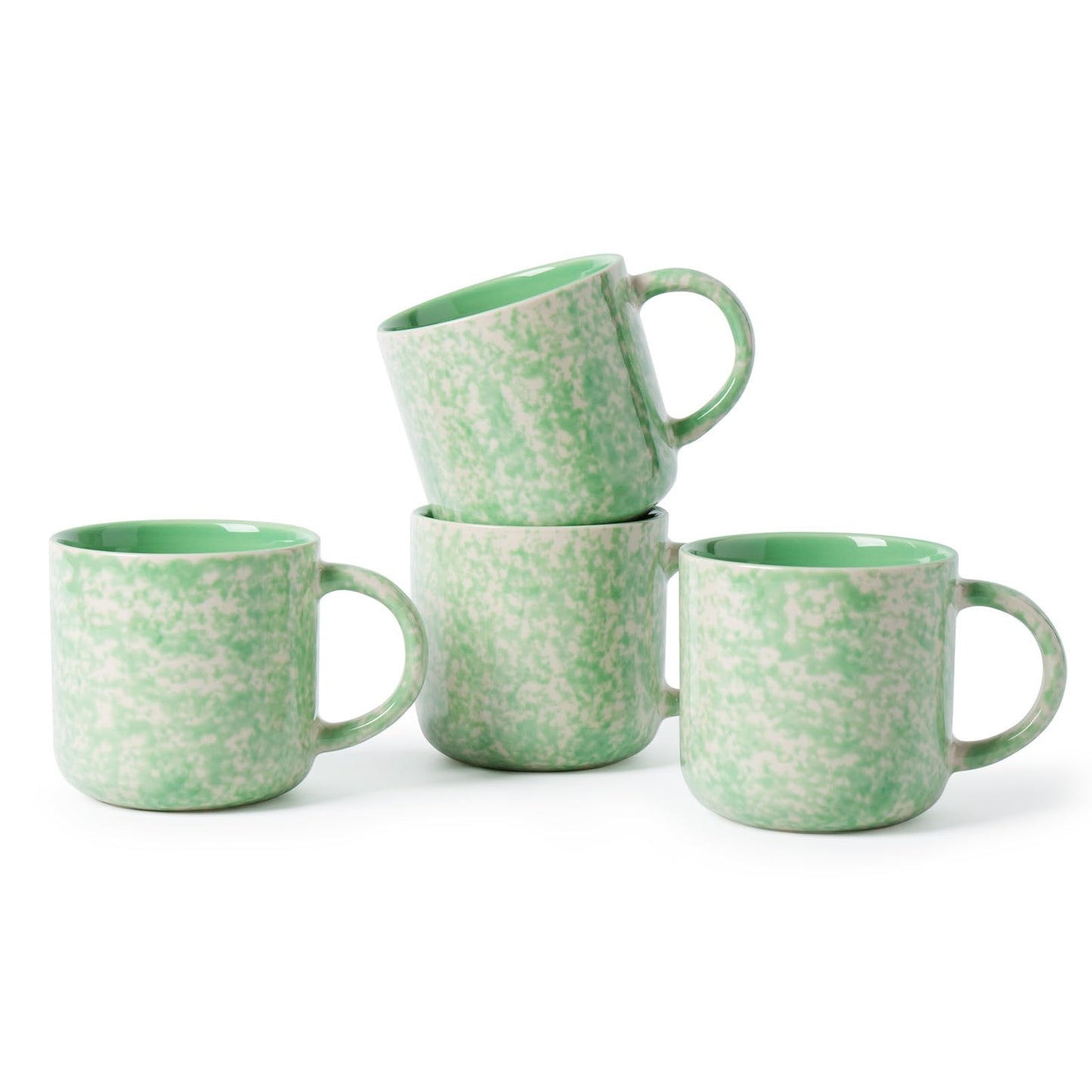 Lukelg 12oz Ceramic Coffee Mugs – Set of 4, Green