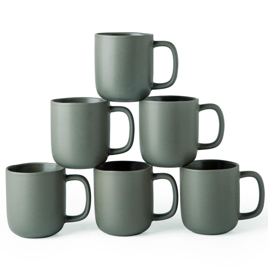 Lukelg 14oz Ceramic Coffee Mugs – Set of 6, Reactive Glaze