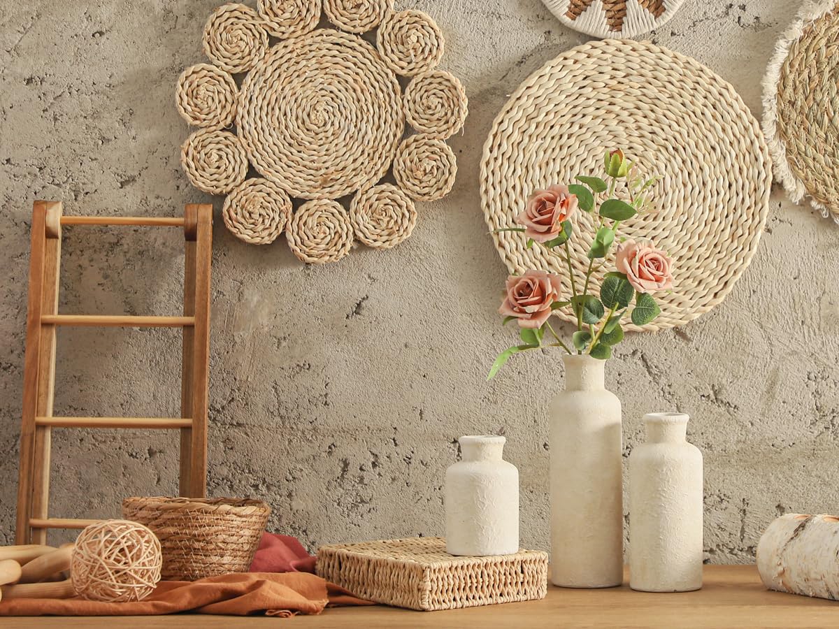 Lukelg Ceramic Vases Set of 3 – Whitewashed Neutral, Farmhouse Decor