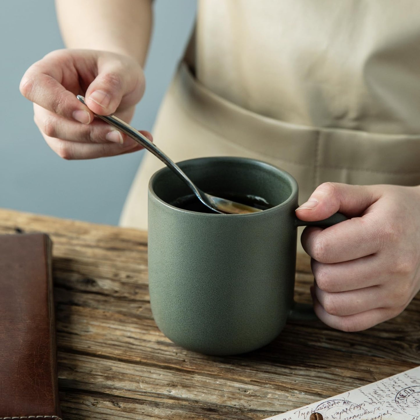 Lukelg 14oz Ceramic Coffee Mugs – Set of 6, Reactive Glaze