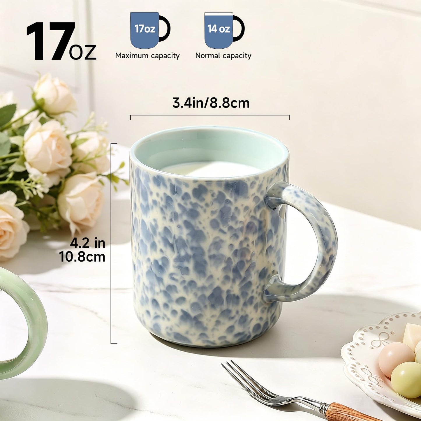 Lukelg 17oz Ceramic Coffee Mugs – Set of 4