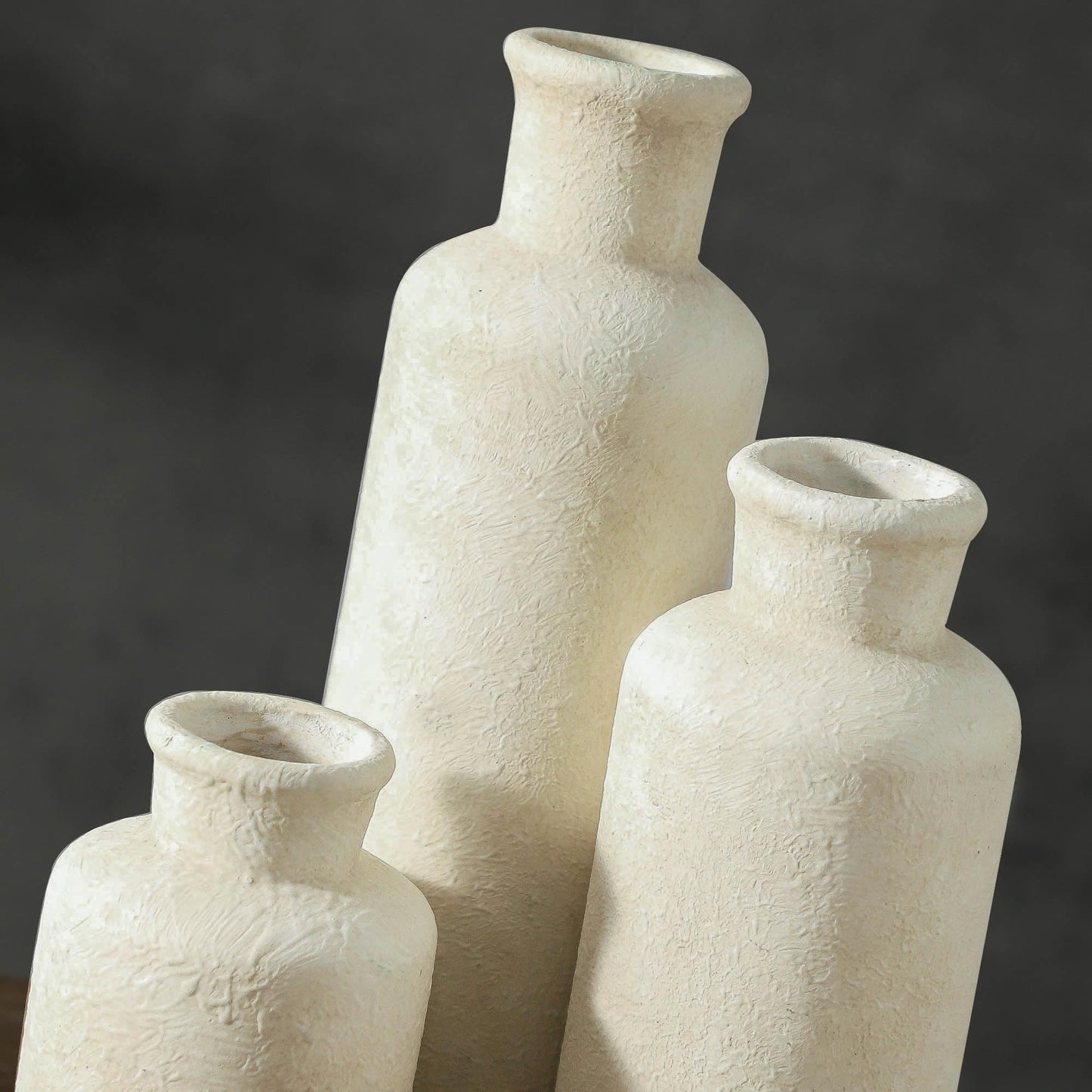 Lukelg Ceramic Vases Set of 3 – Whitewashed Neutral, Farmhouse Decor
