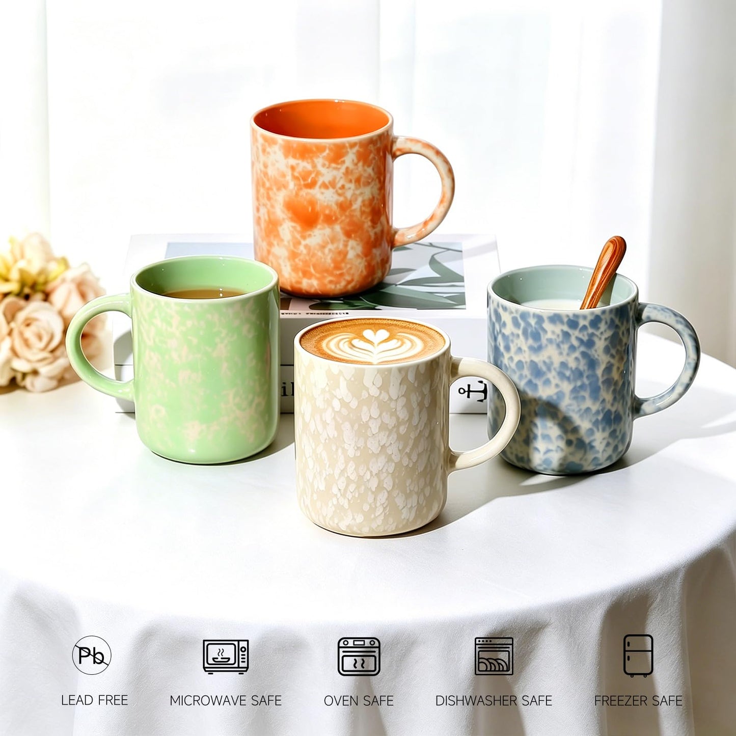 Lukelg 17oz Ceramic Coffee Mugs – Set of 4