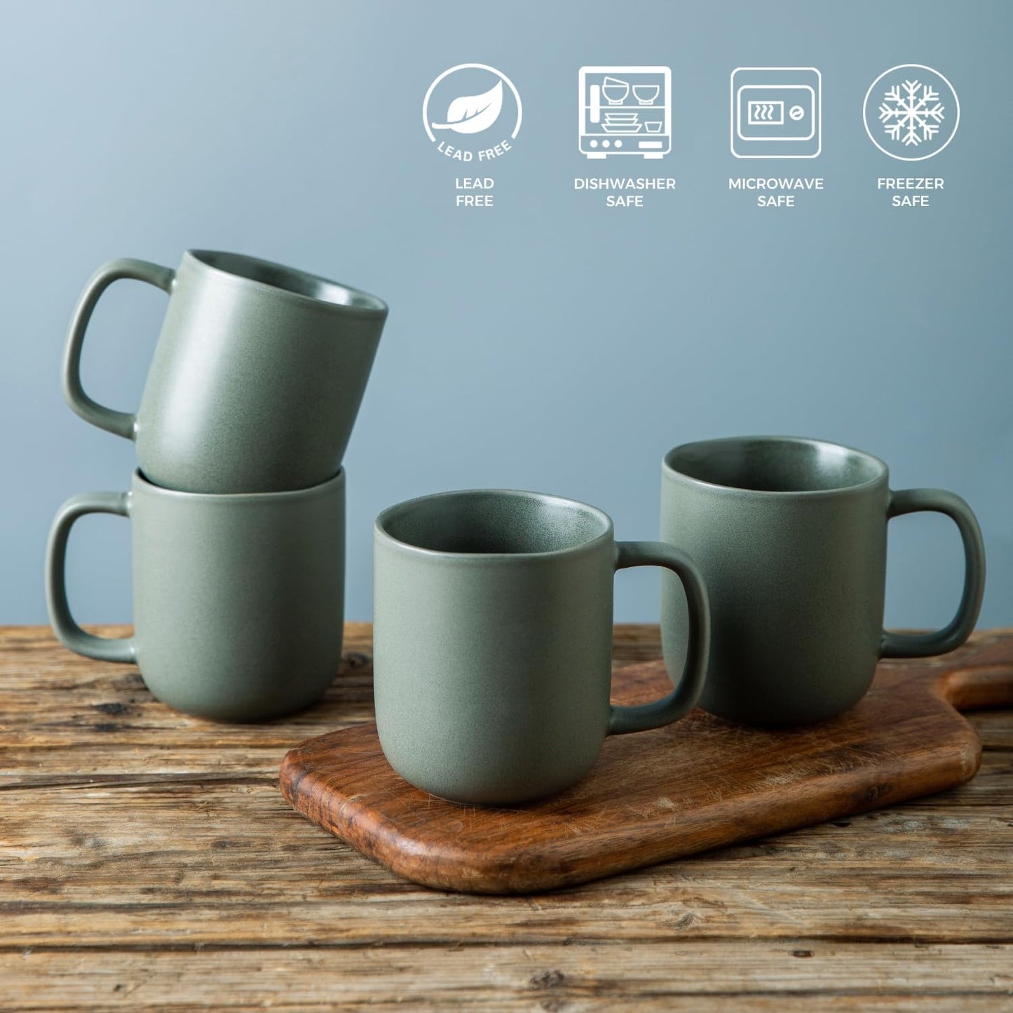Lukelg 14oz Ceramic Coffee Mugs – Set of 6, Reactive Glaze