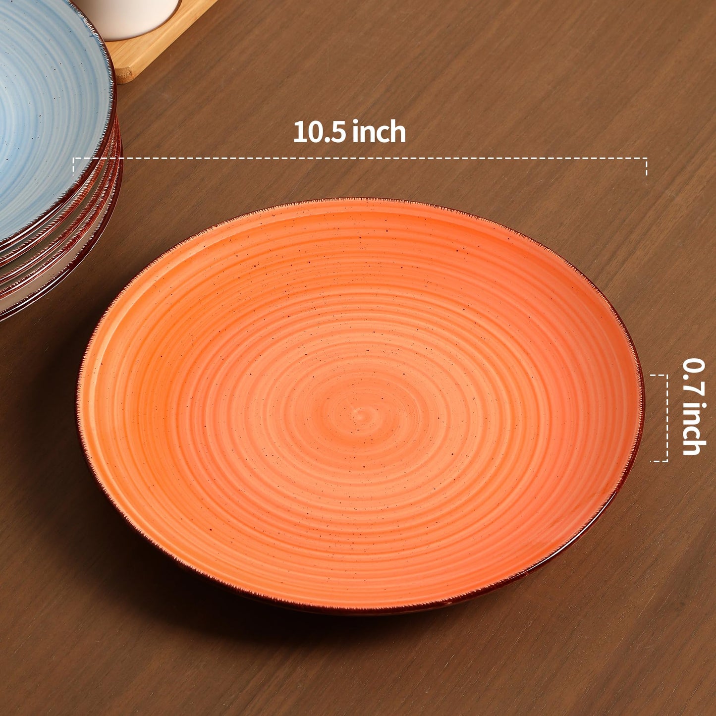 Lukelg Ceramic Dinner Plates – Set of 6, 10.5 Inch, Blue