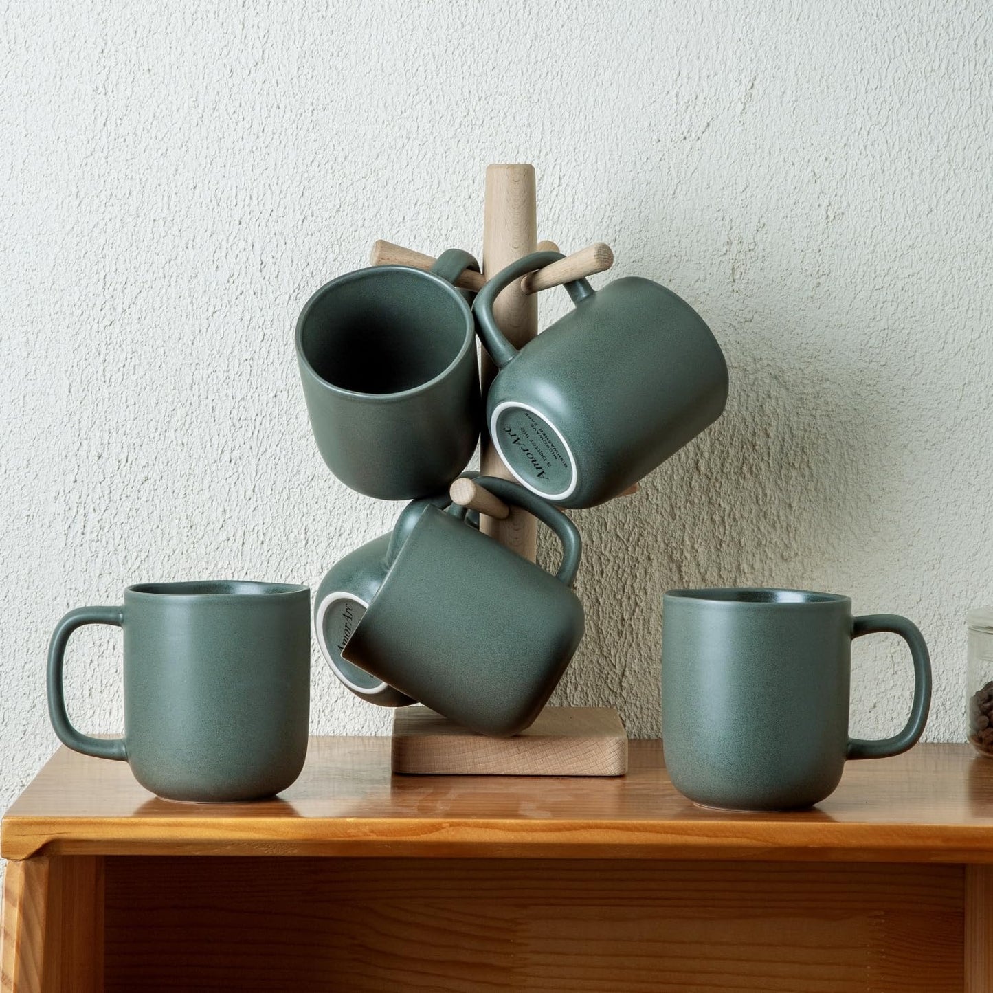 Lukelg 14oz Ceramic Coffee Mugs – Set of 6, Reactive Glaze