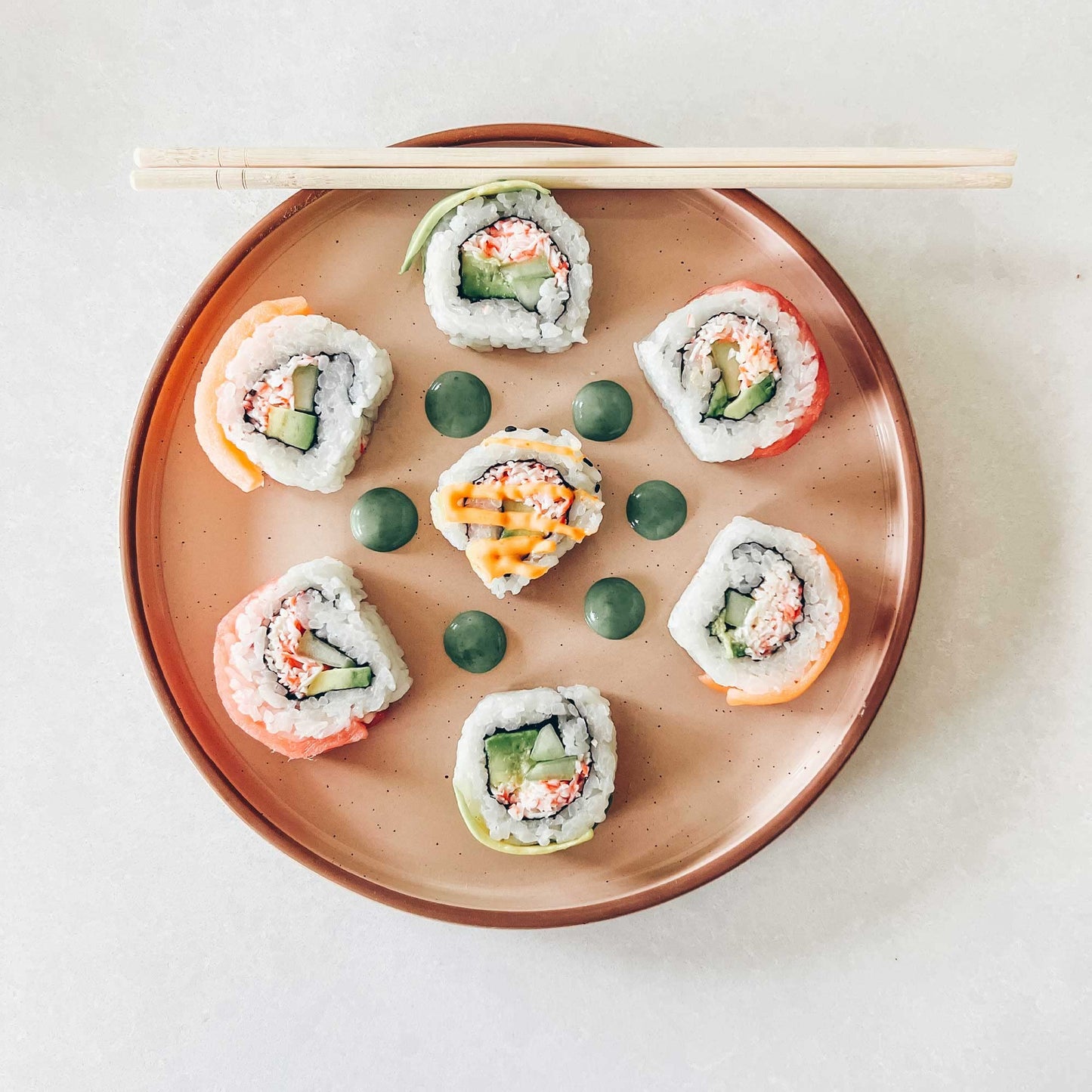 Lukelg Ceramic Flat Plates – Set of 6, 8 Inch, Neutral Colors