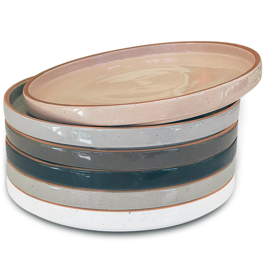 Lukelg Ceramic Flat Plates – Set of 6, 8 Inch, Neutral Colors