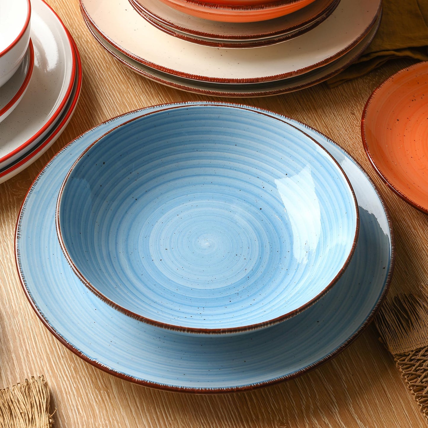 Lukelg Ceramic Dinner Plates – Set of 6, 10.5 Inch, Blue