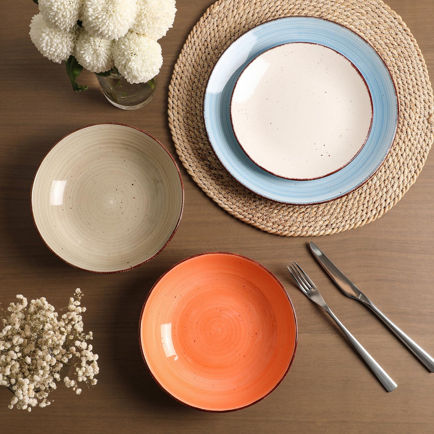 Lukelg Ceramic Dinner Plates – Set of 6, 10.5 Inch, Blue